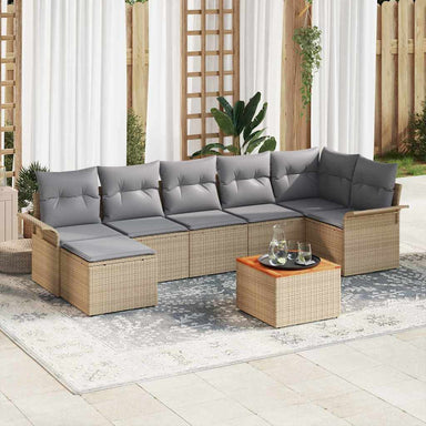 Tuinbankenset 8 st Beige en Licht Grijs poly rattan