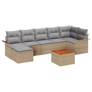 Tuinbankenset 8 st Beige en Licht Grijs poly rattan