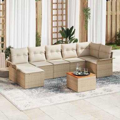 Tuinbankenset 8 st Beige en Crème poly rattan