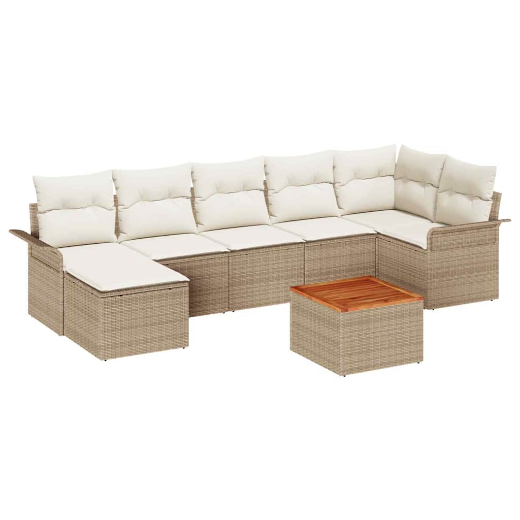 Tuinbankenset 8 st Beige en Crème poly rattan