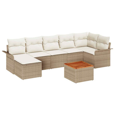 Tuinbankenset 8 st Beige en Crème poly rattan