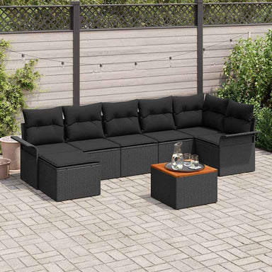 Tuinbankenset 8 st Zwart poly rattan