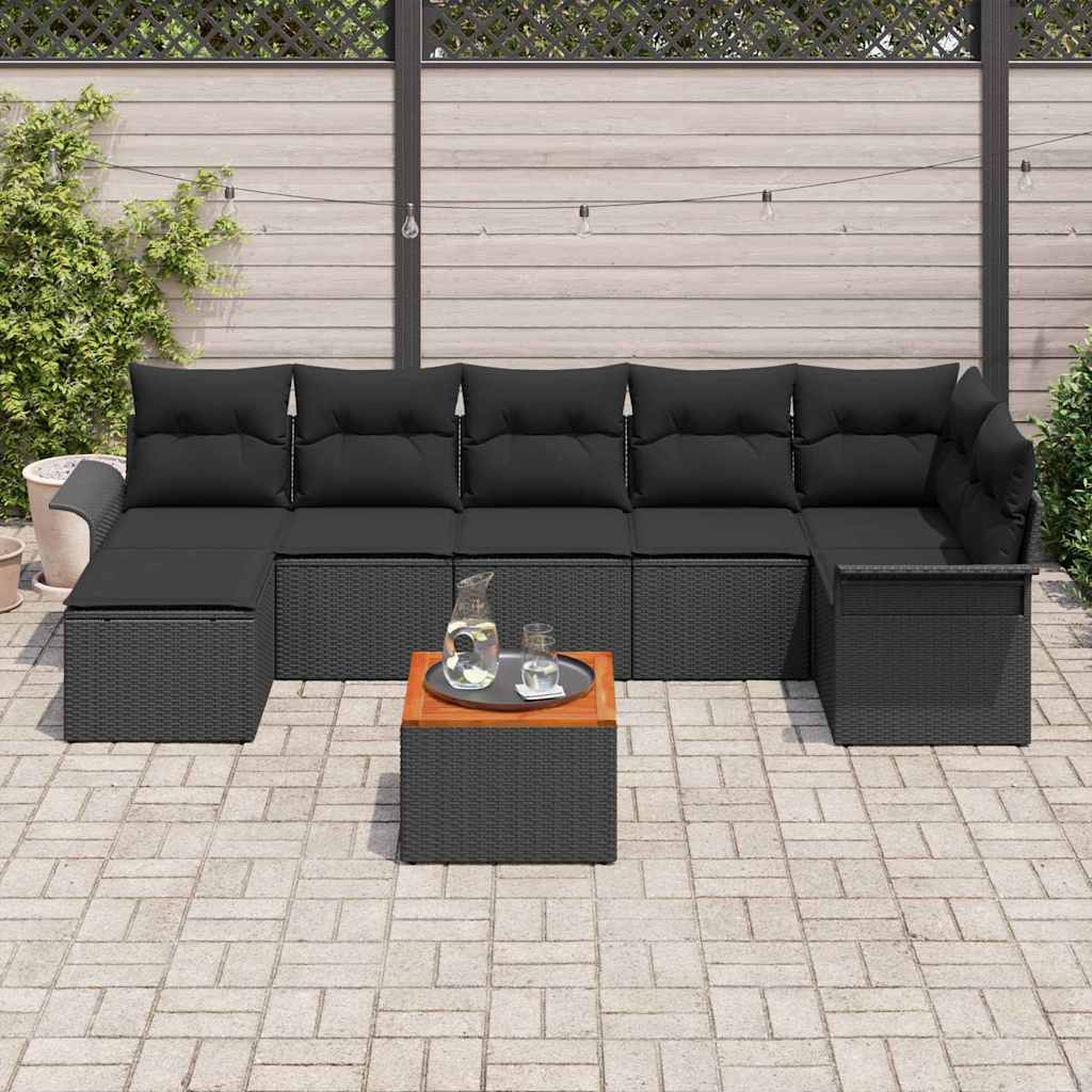 Tuinbankenset 8 st Zwart poly rattan
