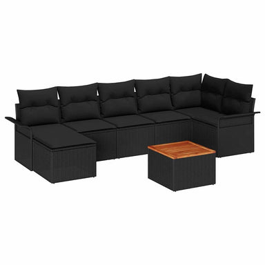 Tuinbankenset 8 st Zwart poly rattan