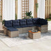 Tuinbankenset 8 st Grijs en Marineblauw poly rattan