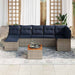 Tuinbankenset 8 st Grijs en Marineblauw poly rattan