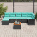 Tuinbankenset 8 st Zwart en Turquoise poly rattan