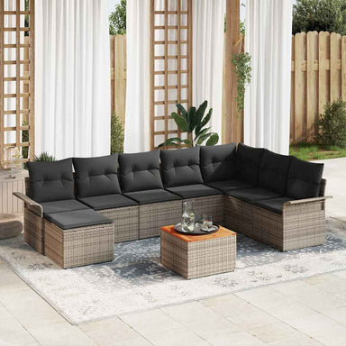 Tuinbankenset 9 st Grijs poly rattan