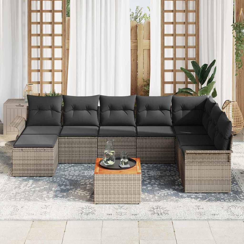 Tuinbankenset 9 st Grijs poly rattan
