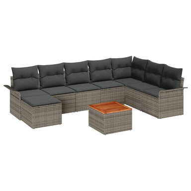 Tuinbankenset 9 st Grijs poly rattan