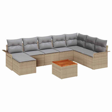 Tuinbankenset 9 st Beige en Licht Grijs poly rattan
