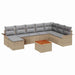Tuinbankenset 9 st Beige en Licht Grijs poly rattan