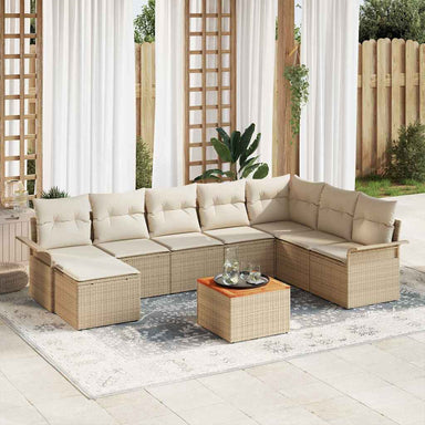Tuinbankenset 9 st Beige en Crème poly rattan