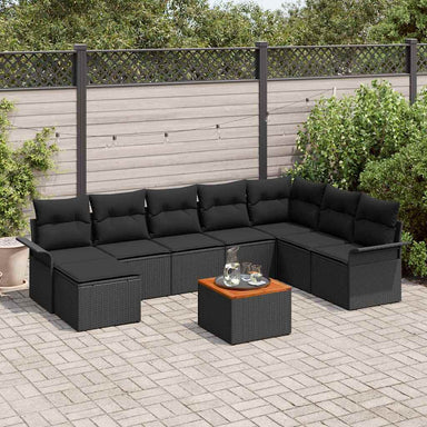 Tuinbankenset 9 st Zwart poly rattan