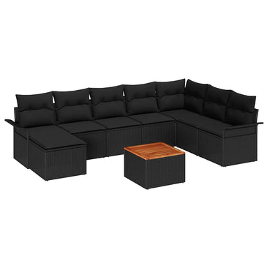 Tuinbankenset 9 st Zwart poly rattan