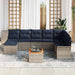 Tuinbankenset 9 st Grijs en Marineblauw poly rattan