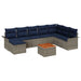 Tuinbankenset 9 st Grijs en Marineblauw poly rattan
