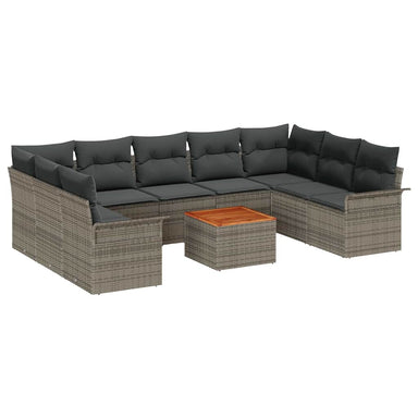Tuinbankenset 10 st 9-Aantal zitplaatsen Grijs poly rattan
