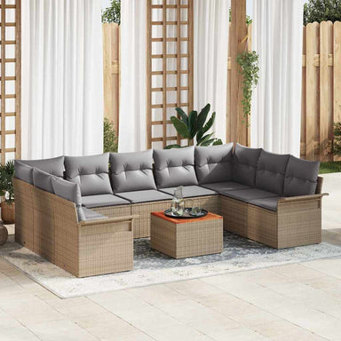 Tuinbankenset 10 st 9-Aantal zitplaatsen Beige en Licht Grijs