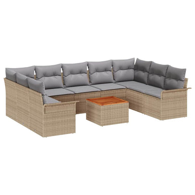 Tuinbankenset 10 st 9-Aantal zitplaatsen Beige en Licht Grijs