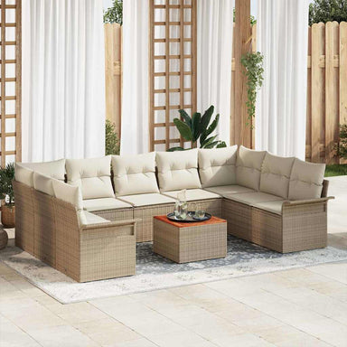 Tuinbankenset 10 st 9-Aantal zitplaatsen Beige en Crème