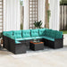 Tuinbankenset 10 st 9-Aantal zitplaatsen Zwart en Turquoise