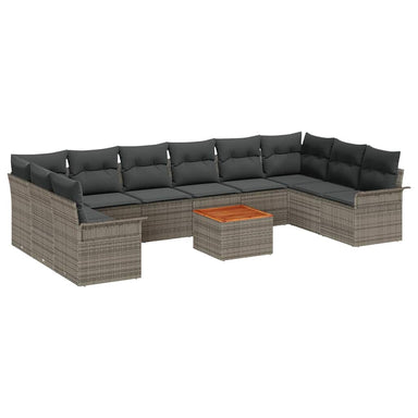 Tuinbankenset 11 st 10-Aantal zitplaatsen Grijs poly rattan