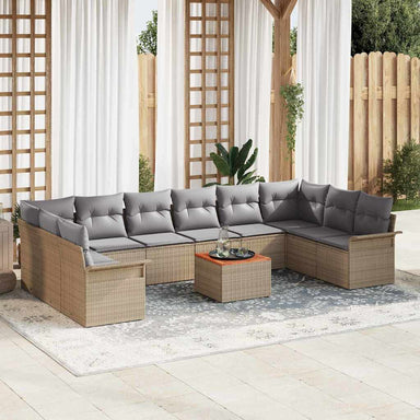 Tuinbankenset 11 st 10-Aantal zitplaatsen Beige en Licht Grijs