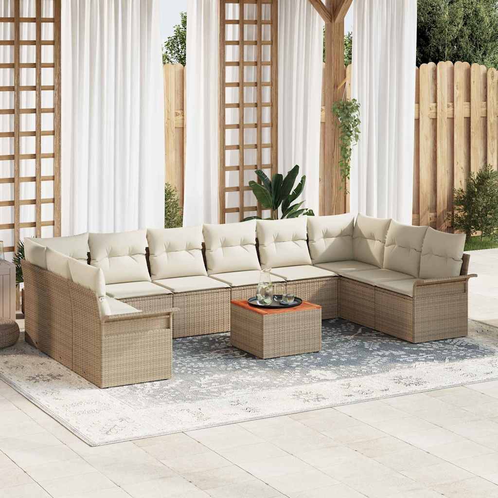 Tuinbankenset 11 st 10-Aantal zitplaatsen Beige en Crème