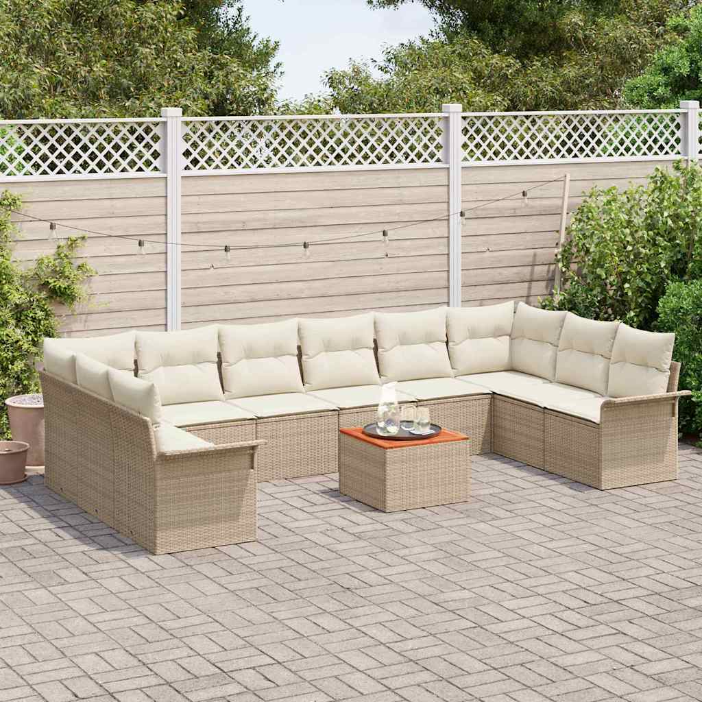 Tuinbankenset 11 st 10-Aantal zitplaatsen Beige en Crème