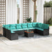 Tuinbankenset 11 st 10-Aantal zitplaatsen Zwart en Turquoise