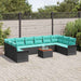 Tuinbankenset 11 st 10-Aantal zitplaatsen Zwart en Turquoise