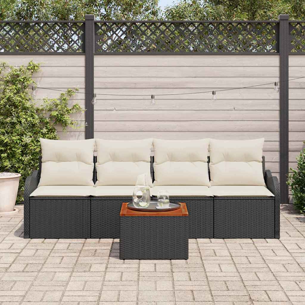 Tuinbankenset 5 st 4-Aantal zitplaatsen Zwart en Crème