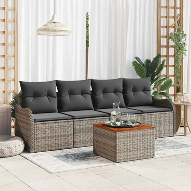 Tuinbankenset 5 st 4-Aantal zitplaatsen Grijs poly rattan