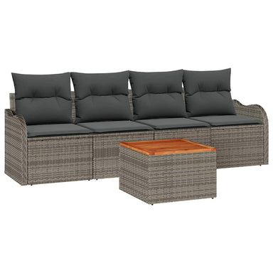 Tuinbankenset 5 st 4-Aantal zitplaatsen Grijs poly rattan