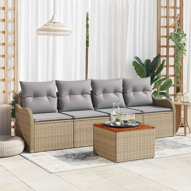 Tuinbankenset 5 st 4-Aantal zitplaatsen Beige en Licht Grijs