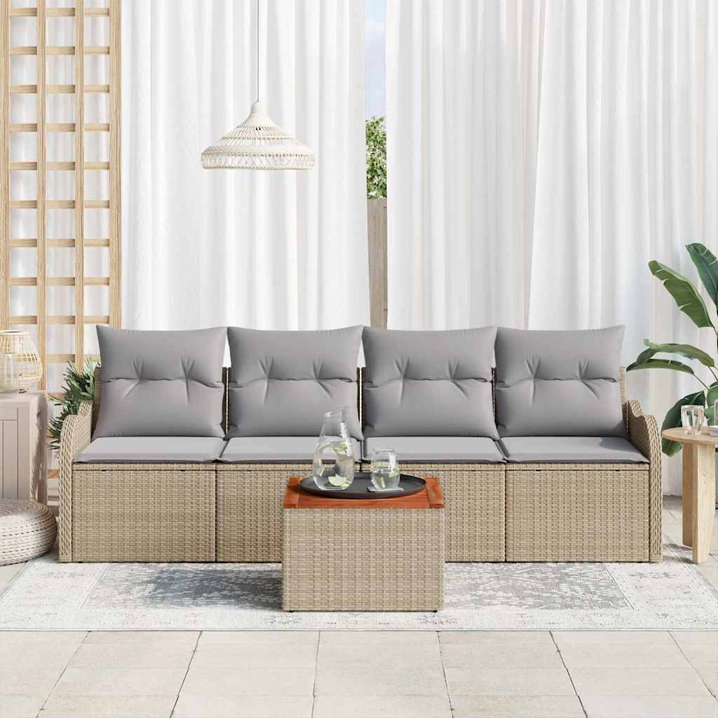 Tuinbankenset 5 st 4-Aantal zitplaatsen Beige en Licht Grijs