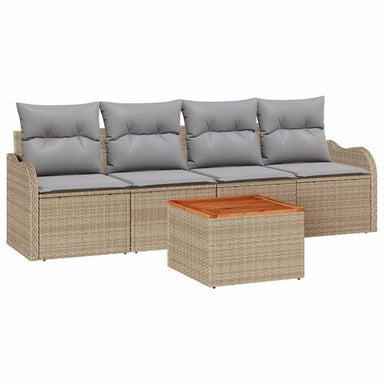 Tuinbankenset 5 st 4-Aantal zitplaatsen Beige en Licht Grijs