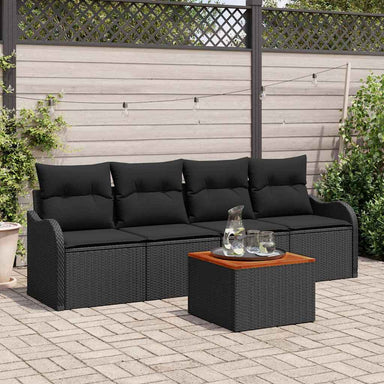 Tuinbankenset 5 st 4-Aantal zitplaatsen Zwart poly rattan
