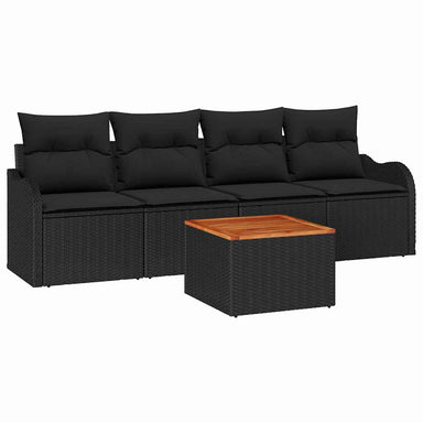 Tuinbankenset 5 st 4-Aantal zitplaatsen Zwart poly rattan