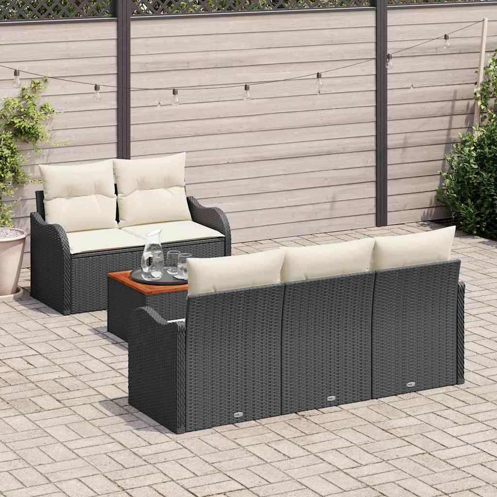 Tuinbankenset 6 st 5-Aantal zitplaatsen Zwart en Crème