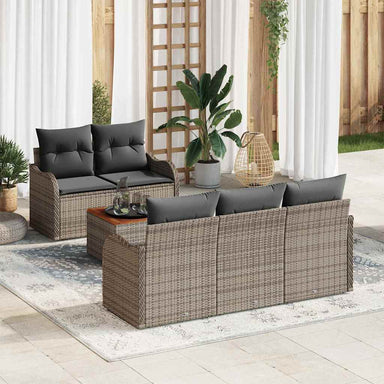 Tuinbankenset 6 st 5-Aantal zitplaatsen Grijs poly rattan