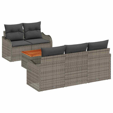 Tuinbankenset 6 st 5-Aantal zitplaatsen Grijs poly rattan