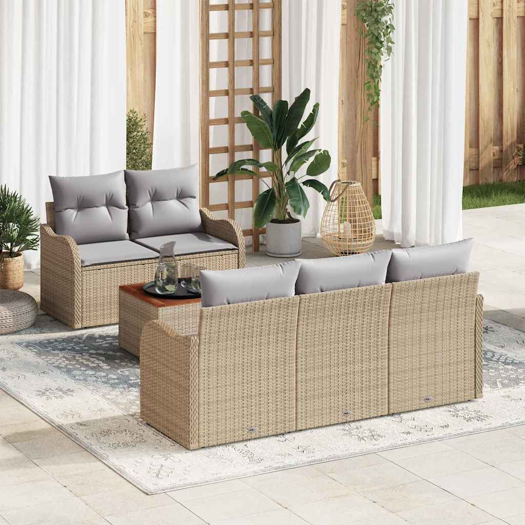 Tuinbankenset 6 st 5-Aantal zitplaatsen Beige en Licht Grijs