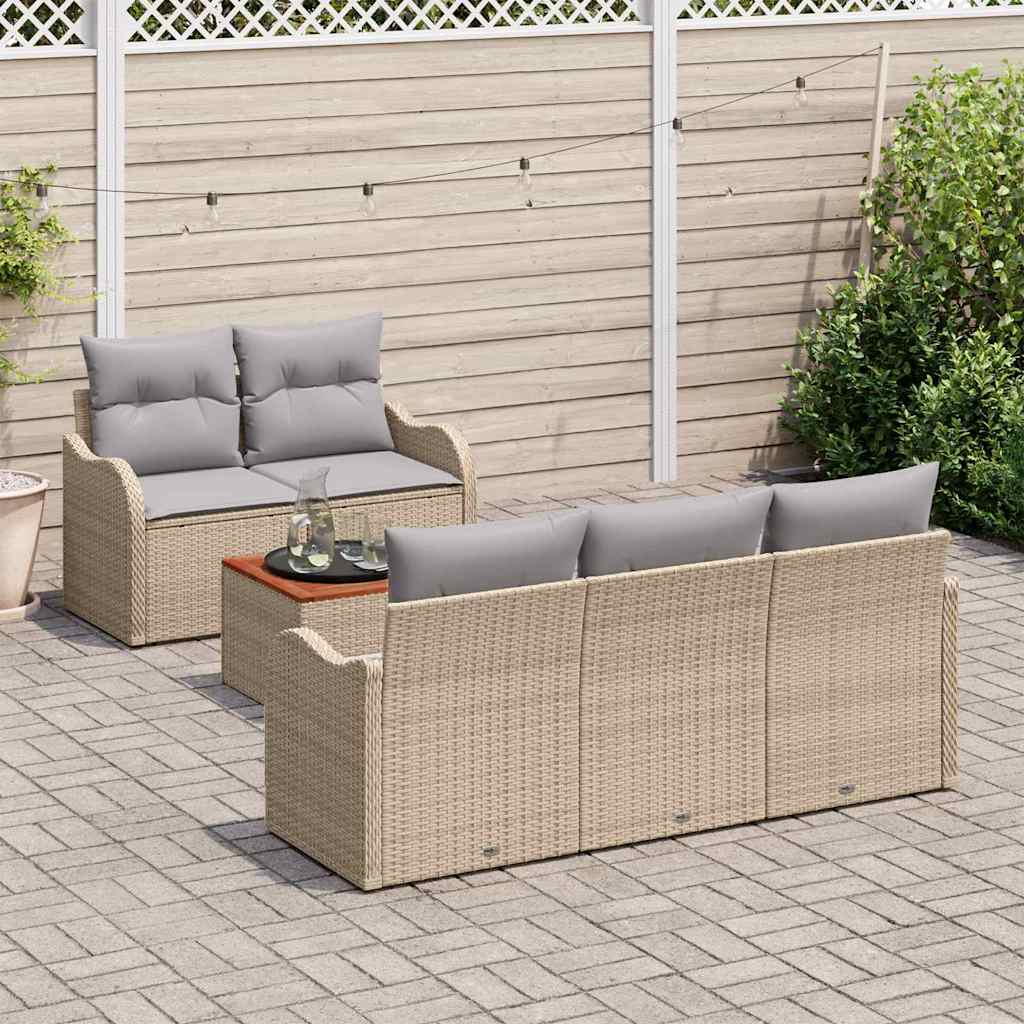 Tuinbankenset 6 st 5-Aantal zitplaatsen Beige en Licht Grijs