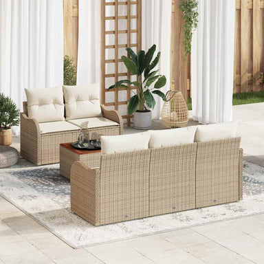 Tuinbankenset 6 st 5-Aantal zitplaatsen Beige en Crème