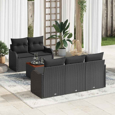 Tuinbankenset 6 st 5-Aantal zitplaatsen Zwart poly rattan