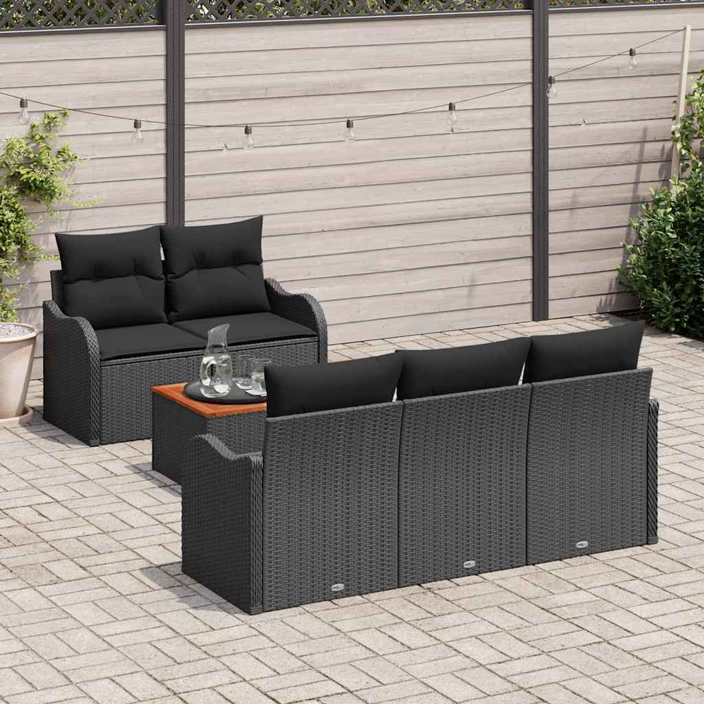 Tuinbankenset 6 st 5-Aantal zitplaatsen Zwart poly rattan