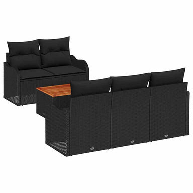 Tuinbankenset 6 st 5-Aantal zitplaatsen Zwart poly rattan