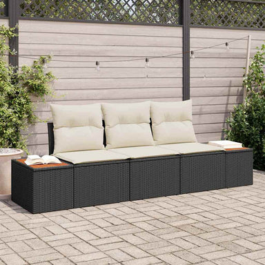 Tuin Sofa Set 3 st 3-Aantal zitplaatsen Zwart en crème